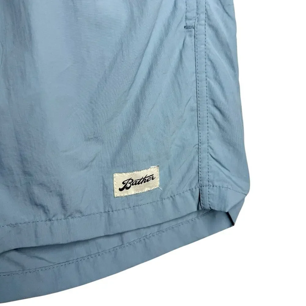 Bather Light Medium Blue Gray Mesh Lining Swim Trunk Shorts - Small